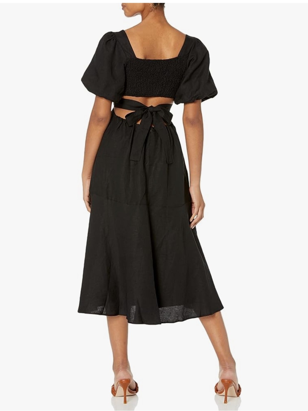 Astr the Label Angeles Black Tie-Back Midi Dress Size M